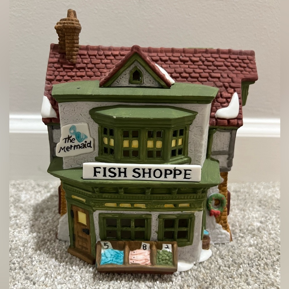Vintage Department 56 Christmas Village The Mermaid Fish Shoppe 1988